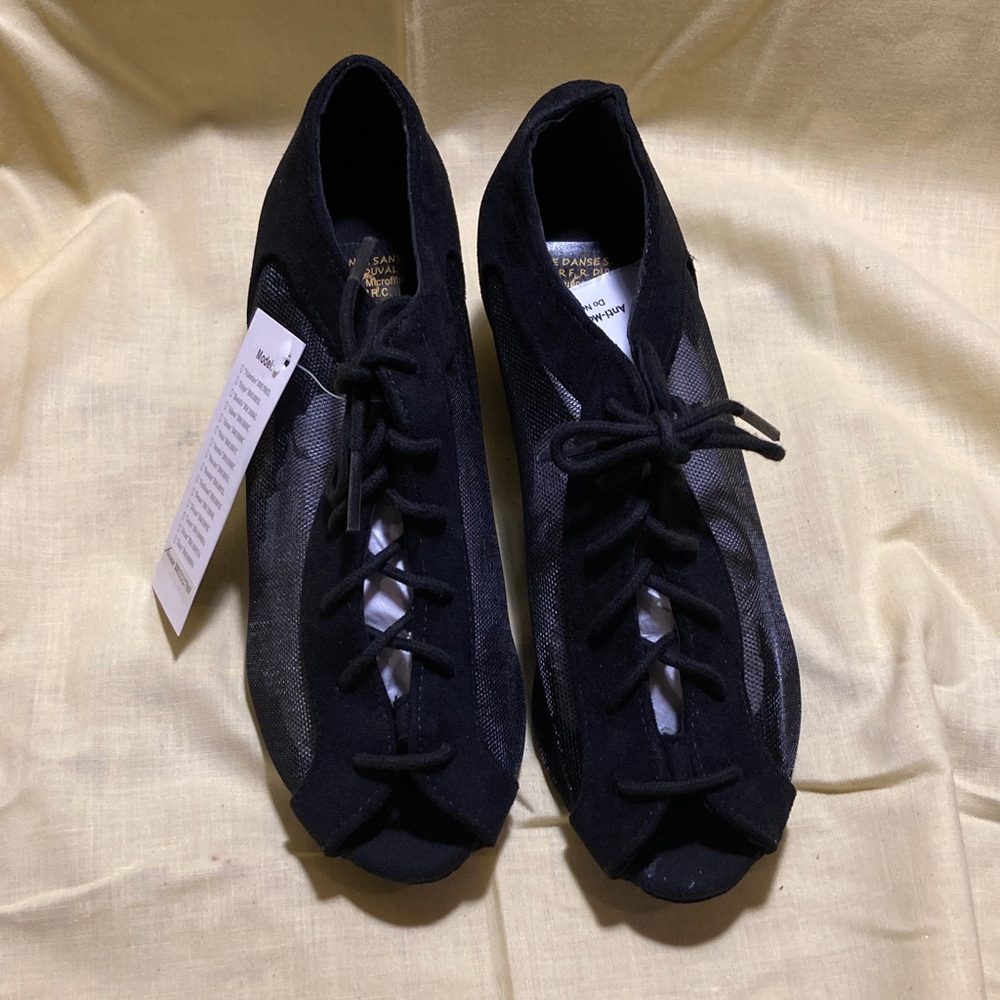 Black Lace-Up practice ballroom shoes
